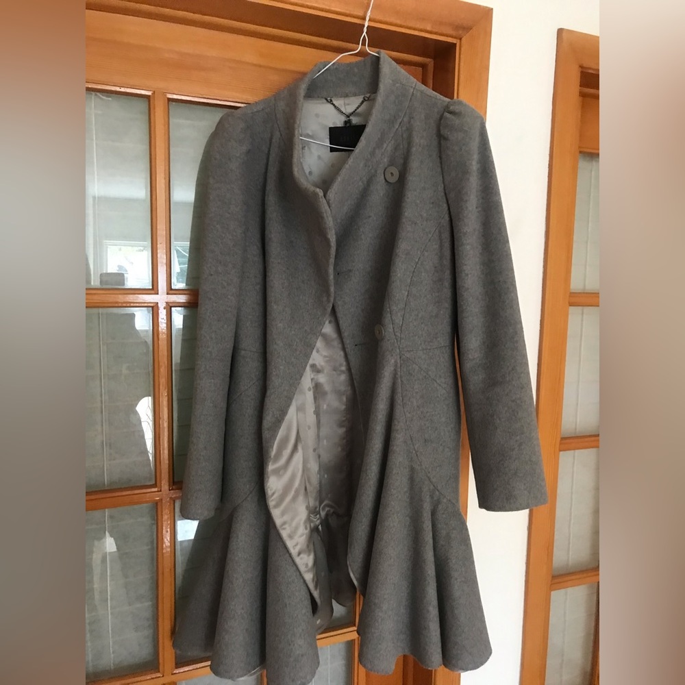 Grey wool flare coat lined size 10